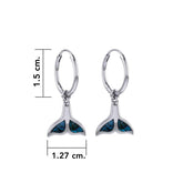 Inlaid Whale Tail Silver Hoop Earrings TER2085 - DiveSilver Jewelry